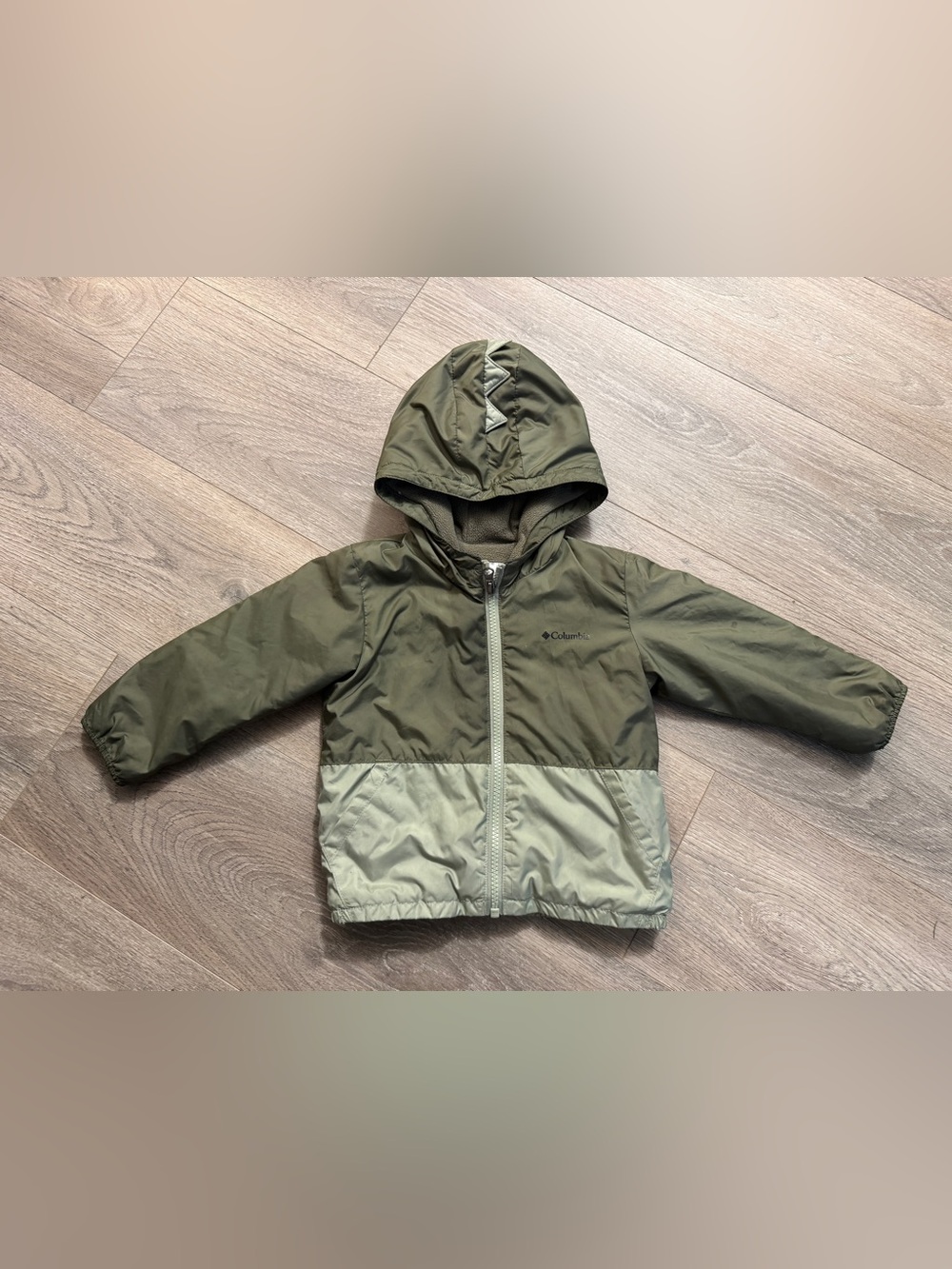 Columbia Kids Two-Tone Olive Hooded Rain Jacket